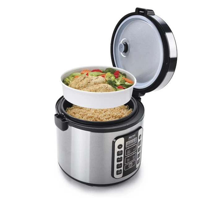 AROMA 20-Cup Stainless Steel Digital Cool-Touch Rice Cooker and