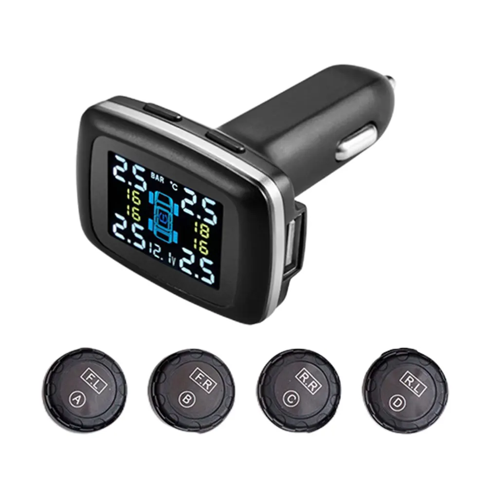 

Tire Pressure Monitoring System Cigarette Lighter Auto Security Alarm System Solar Power Tire Pressure Sensor for Vehicle Tools