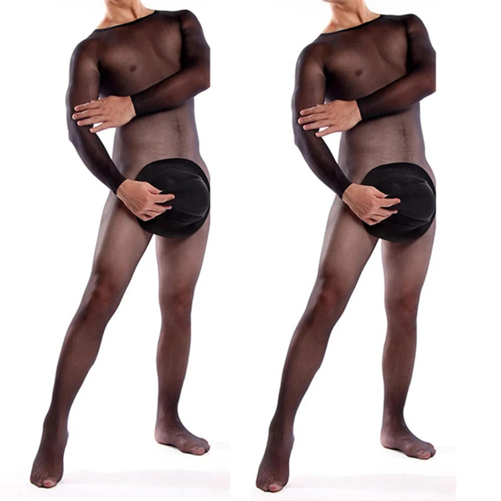 Nylon Open Crotch Tights Stretch Pantyhose Mesh Stockings Bodystocking Men Couple Erotic Nightclub Bodysuit Female sexy lingerie