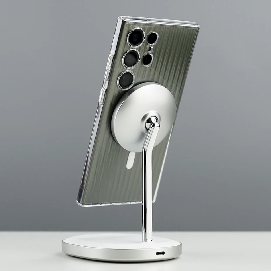 حافظة لاسلكية فاخرة بنمط مموج شفافة صلبة لهاتف Mag...