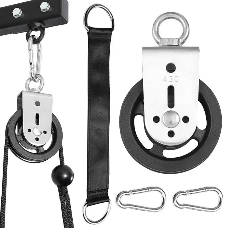 

Pulley System Set 360 Degree Rotating DIY Gym Equipment Replacement Heavy Duty Pulley Block Hooks Lat Pulldown Attachments For