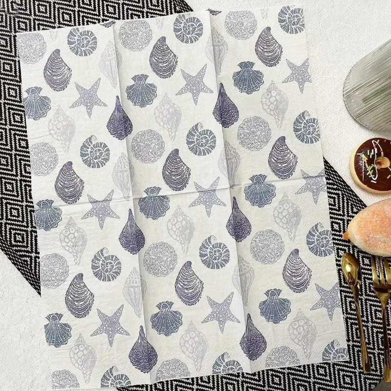 Paper Napkins Disposable Paper Placemats Tissue Paper Decoration 20pcs 33*40cm 3-Ply Ocean Collection Starfish Print Rectangle Paper Napkins Party Print Paper Placemat Butterfly Bone Bart