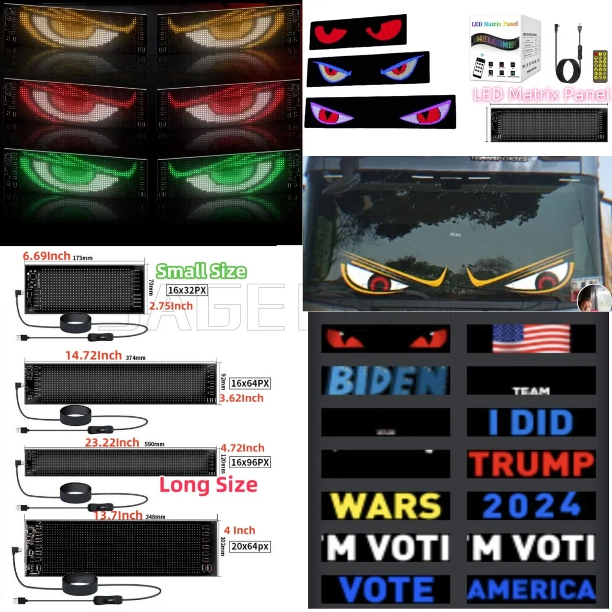 Segnale principale di animazione con display flessibile con pannello a matrice LED per auto a scorrimento remoto USB 5V IP65 App impermeabile programmabile