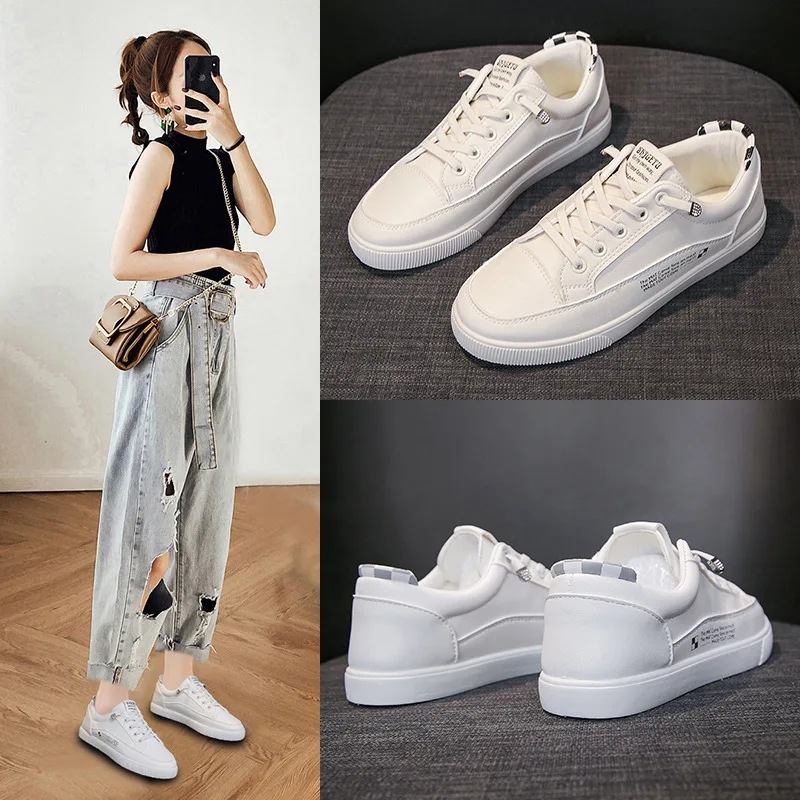 

Little White Shoes Women's Summer 2023 New Korean Version Fashion Shallow Flat Heel Casual Shoes Low-top Student Board ShoesHigh