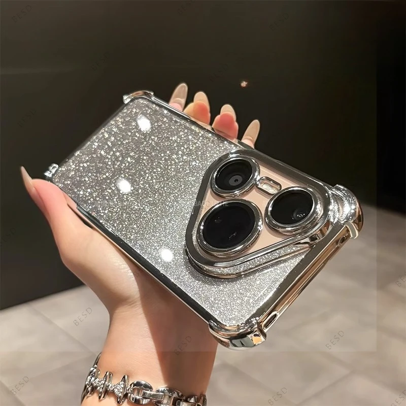 Translucent Shockproof Case with Plating Glitter Lens Protection