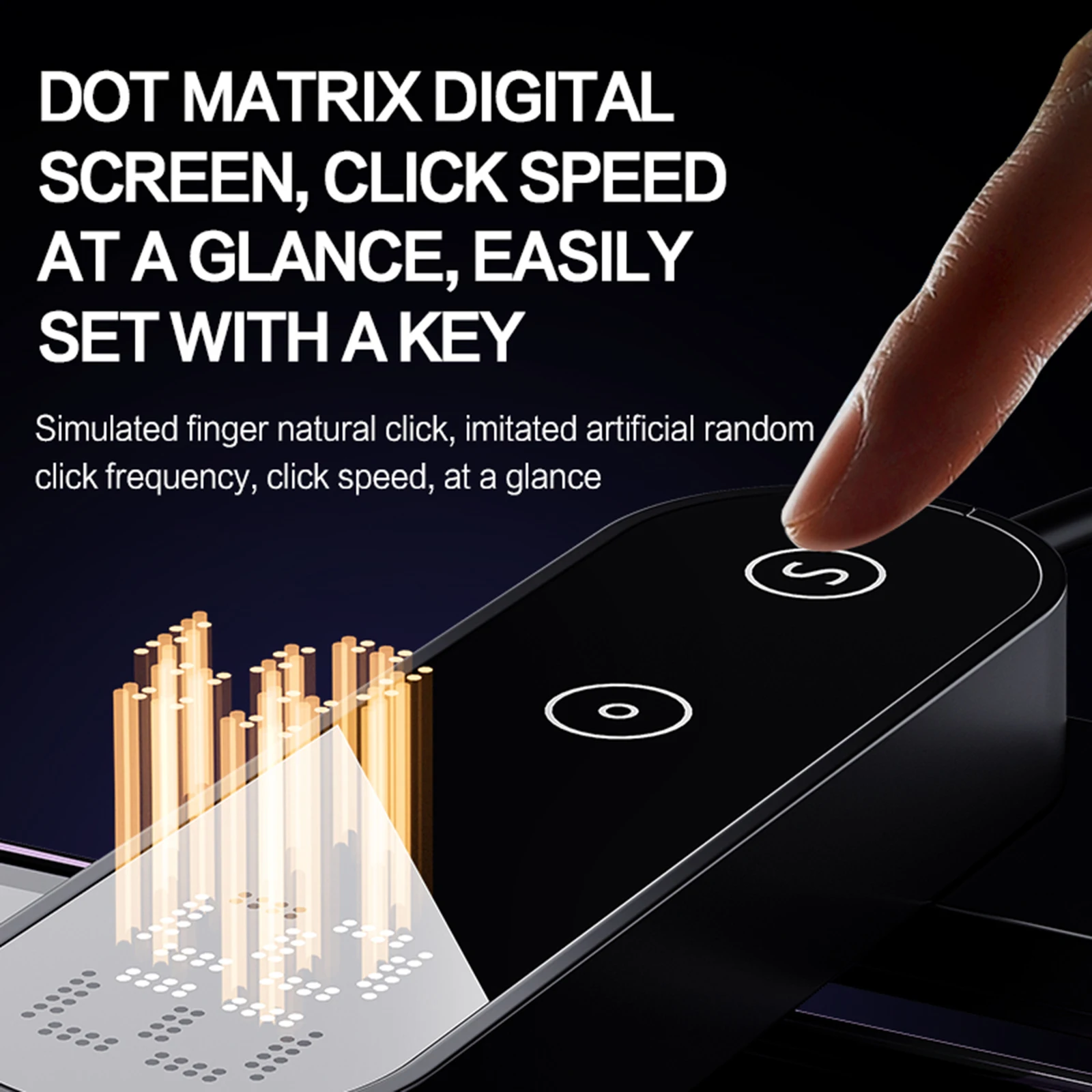 LED 디지털 디스플레이와 공간 매핑 기술을 갖춘 무소음 T3 자동 스크린 클릭기, 라이브 좋아요/주문 뽑기용 속도 조절 가능