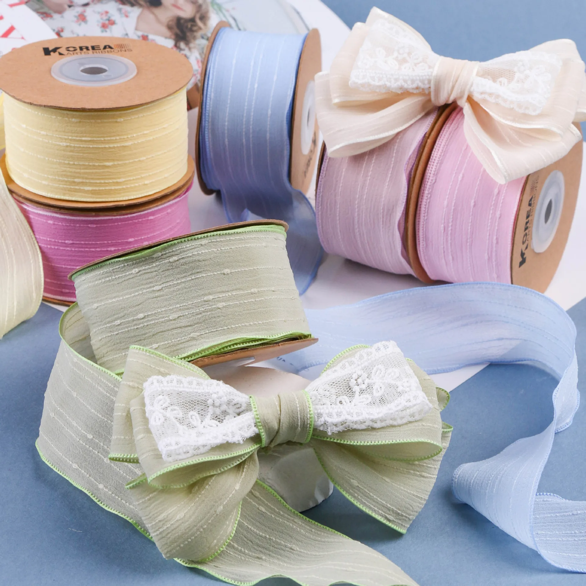 Pleating Ribbon 9-10 Yards 25MM 38mm Solid Jump Point/Chiffon/Pleat Ribbon 0215R01 ...