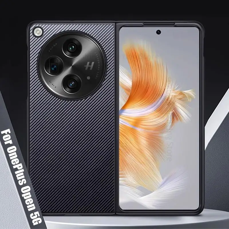 

Carbon Fiber Leather Phone Case For OnePlus Open 5G Shell Hard Bumper Full Protection Cover Funda For Oneplus Open 5G Flip Case