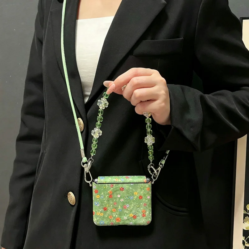 Summer Fresh Florals Magnetic Case with Flower Bracelet Strap - Back Cover