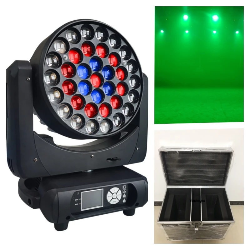 6pcs with roadcase Circle control moving head led beam rgbw zoom 37x15w 4in1 new year led moving heads wash light
