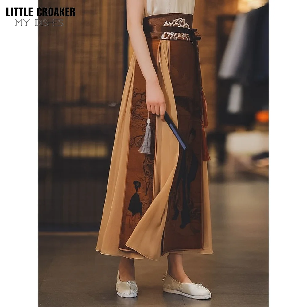 Women Hanfu Dress Chinese Style Improved Splicing Design Vintage Elegant Long For Woman Girl Portrait Of Lady Printed