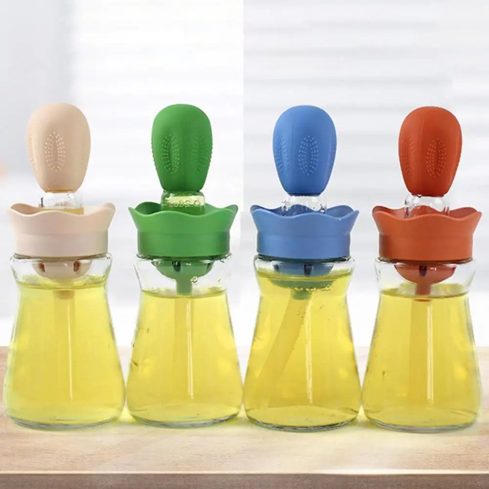 Oil Spray Bottle With Silicone Brush 2 In 1 Dropper Measuring Oil Dispenser Bottle For Kitchen Baking BBQ Grill Pastry Brushes