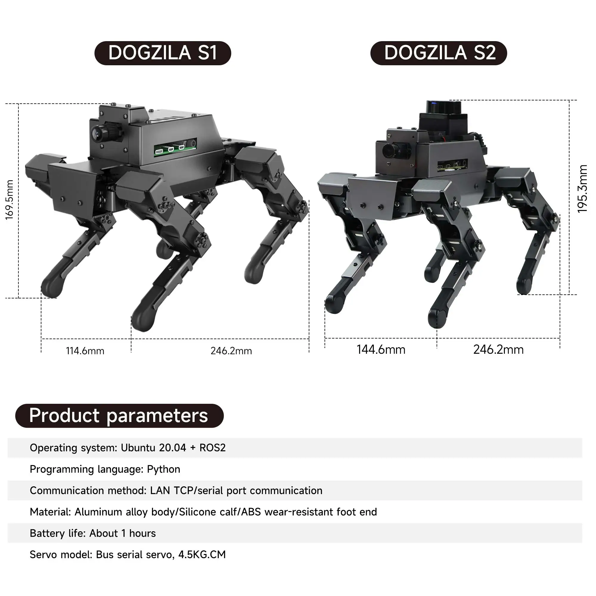 12DOF Quadruped Bionic ROS2 Robot Dog For Raspberry Pi 5 Aluminum Alloy Body 12PCS Servo 2MP Camera Support Python Programming smart robot car kit smart pet robot