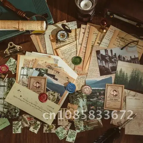 

40 pieces of Vintage Craft Supplies Mixed material paper Scrapbooking Junk Journaling Stick Labels iary Album Diy Scrapbooking