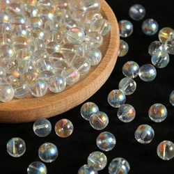 Sunset Orange Aurora Round Glass Beads - 320pcs Warm Tone Rainbow Spacer Beads - 8mm 160pcs (Transparent)