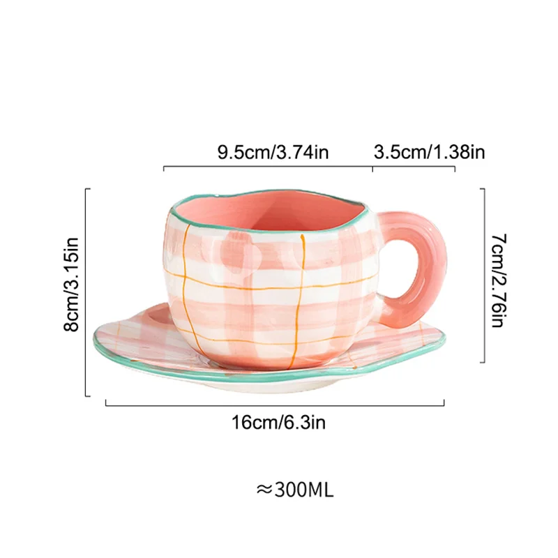 Creative Ceramic mug Hand-painted Flower Clouds Coffee Cup with Saucer Irregular Handmade Cup Breakfast Milk Tea Cups Gift Set ceramic coffee cup set