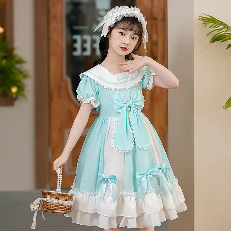 Women Alice Lolita Angel Short Sleeve Cotton Princess Dress Gothic Tank Dress Costume Cute Anime Maid Layer for Girls