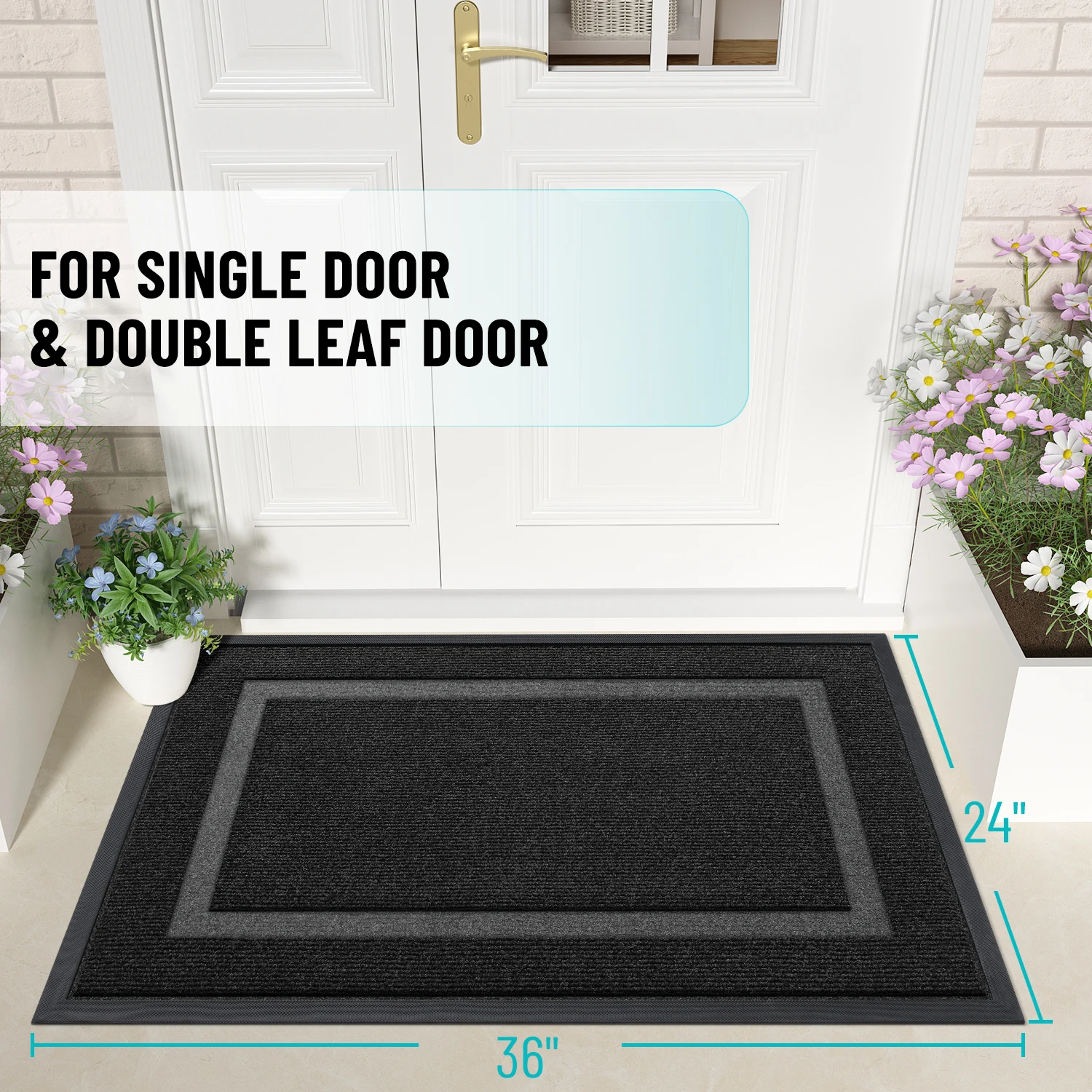 HAPIHAPPY New Waterproof Door Mat Entrance Nonslip Fade Resistant Door Mat Easy Clean Patio Porch Entryway Door Mat All-Season