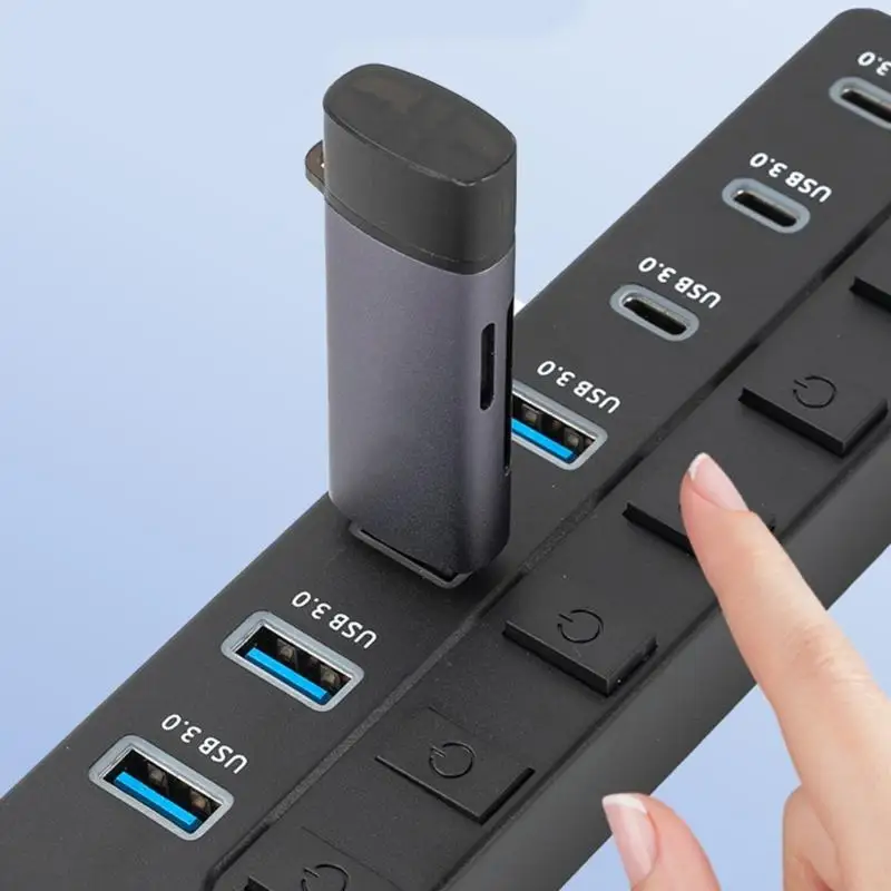 R53C 다기능 USB3.0 어댑터 7 포트 분배기 3 유형 C(제어 스위치 포함)