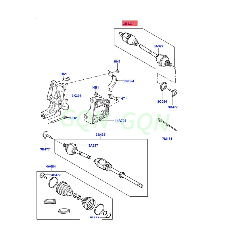 

front axle La nd Ro ve rF re el an de r 2 Half shaft assembly Shaft and constant velocity universal joint assembly