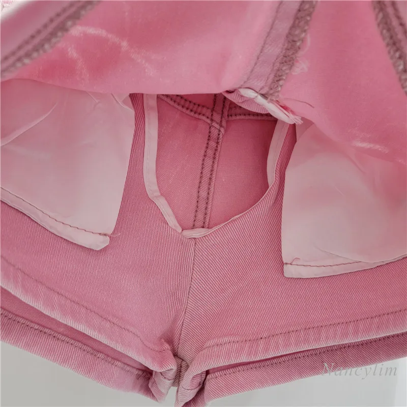 Elastic Low Waist Denim Miniskirt Hot Girl Sexy Skirt Women 2024 Summer Anti-Emptied Pantskirt Street Hip Skirts
