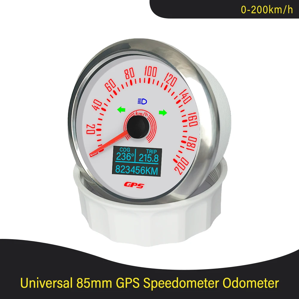 Newest Universal 85mm GPS Speedometer 160MPH 0-200KM/H with COG TRIP ODO  with 7 Colors Backlight For Car Boat Motorcycle Yacht