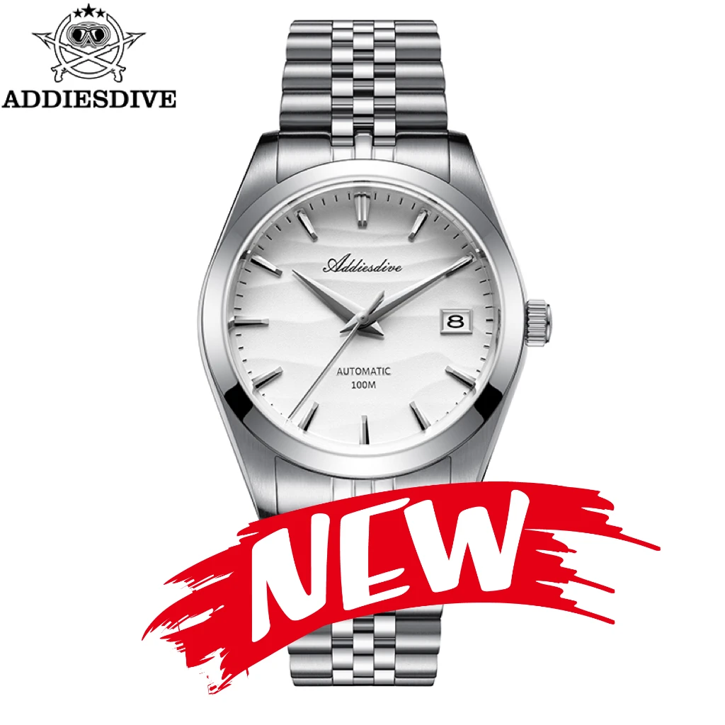 ADDIESDIVE 39mm Men Automatic Watches Desert Dial Jubilee Strap 10Bar Diving NH35A Movement Mechanical Watch Montre Homme