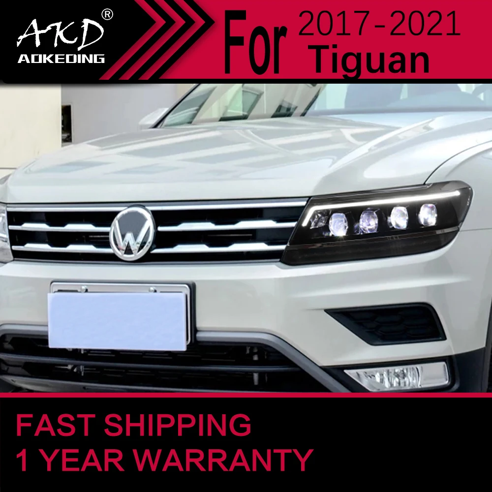 VW Tiguan LED 헤드 라이트 2017-2020 Tiguan 헤드 램프 Drl 프로젝터 렌즈 자동차 용 자동차 조명