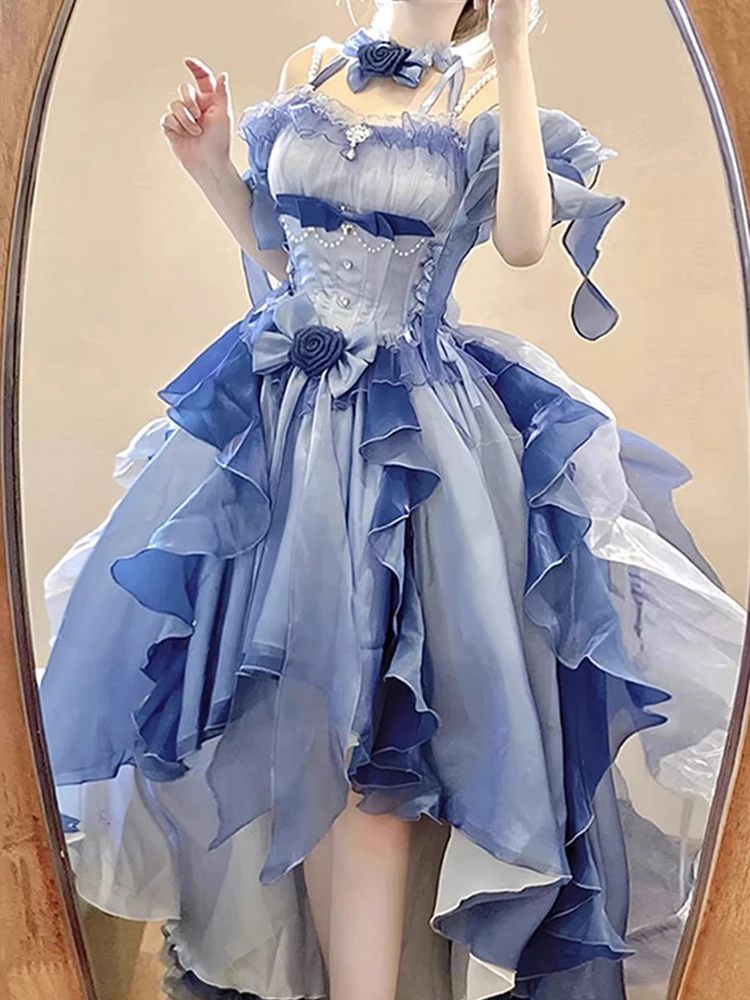 

Blue Dress Women Lolita Pettiskirt