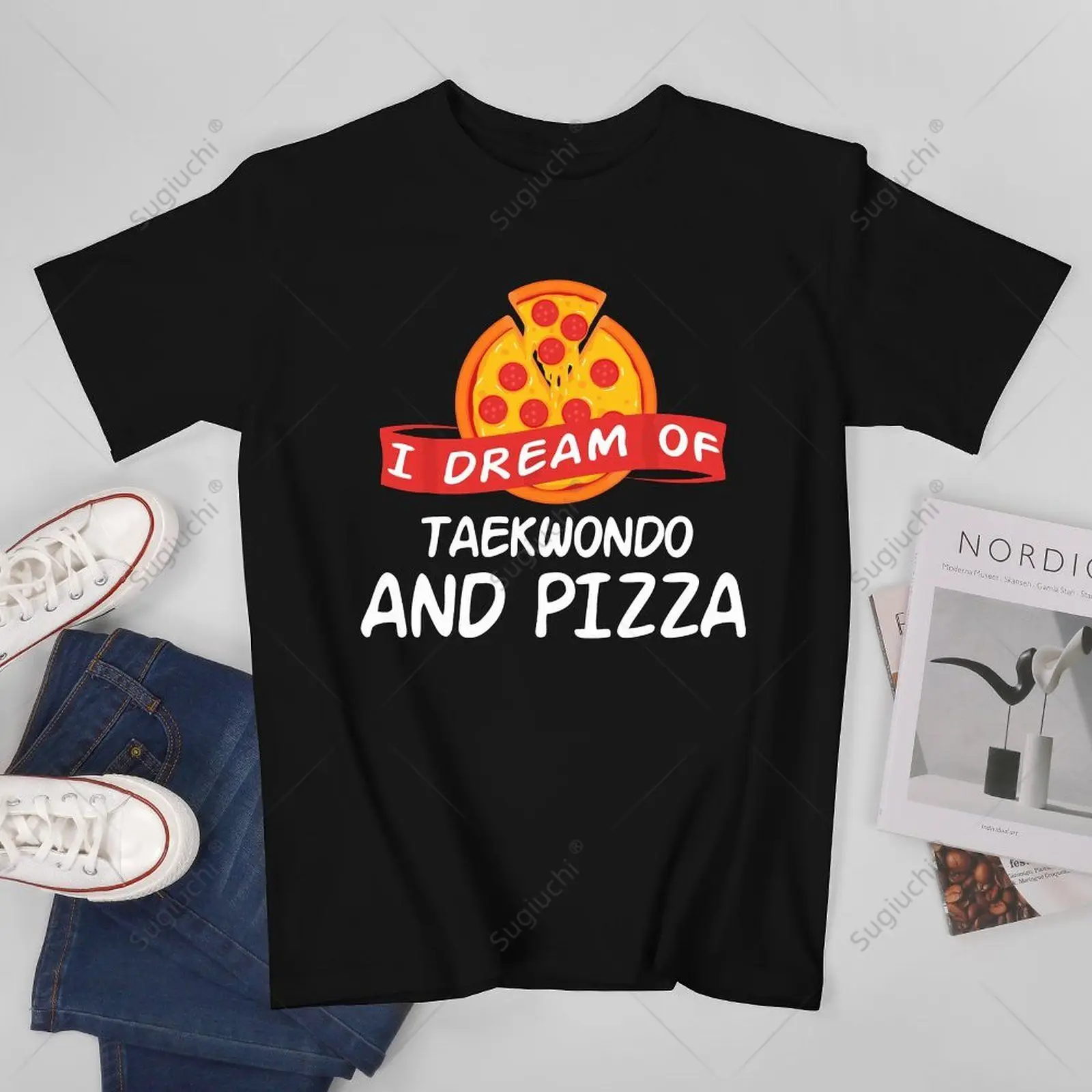 

Unisex Men I Dream of Taekwondo And Pizza Taekwondo Fighters Tshirt Tees T Shirts Women Boys 100% Cotton T-Shirt