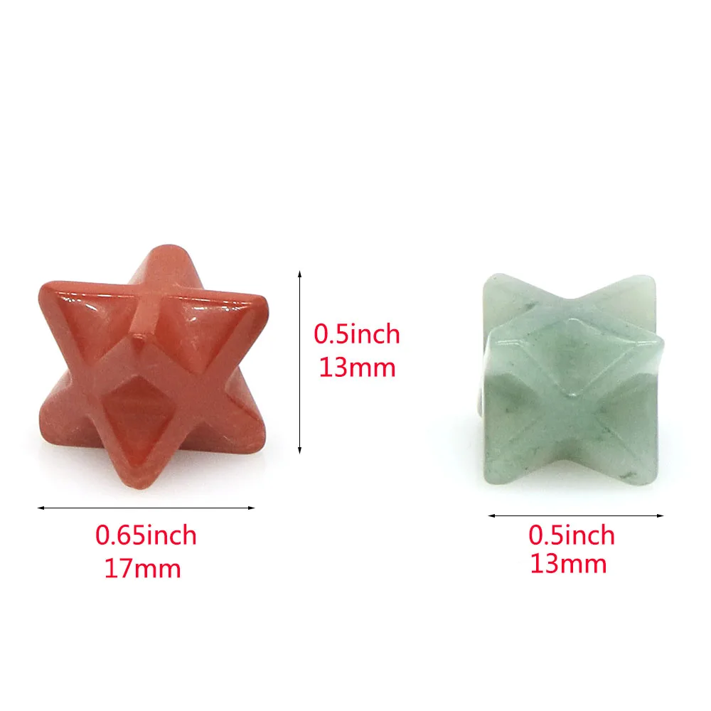 13mm Merkaba Star Natural Chakra Quartz Stone Crystal Wiccan Reiki Healing Energy Gem Protection For DIY Jewelry Decor Wholesale