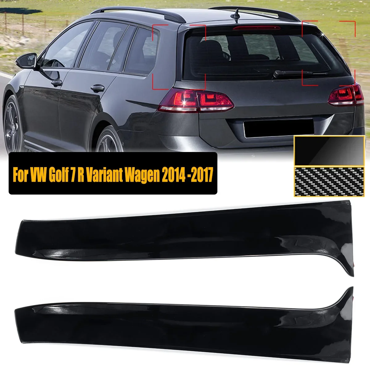 

For VW Golf 7 R Variant Wagen 2014 -2017 Rear Window Wing Spoiler Side Splitter Canards Sticker Trim Cover Car Accessories