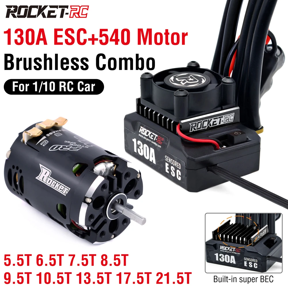 Kit Moteur Brushless 130A ESC 5.5T-21.5T pour RC Voiture
