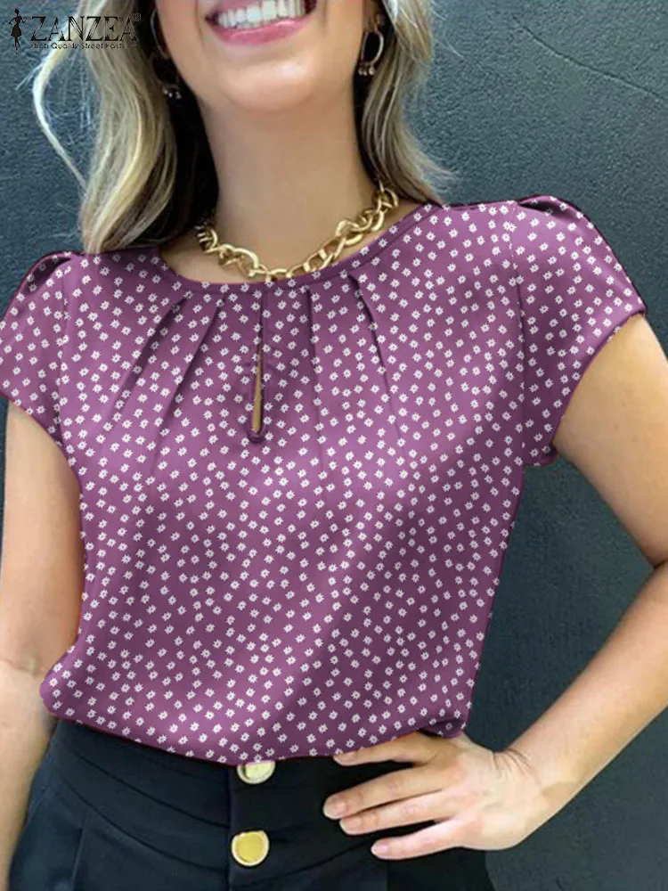ZANZEABohemianFloralPrintedTopsWomenSummerHolidayBlouseElegant