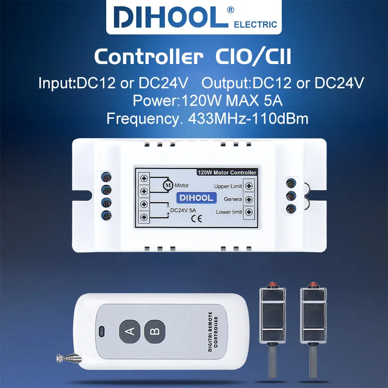 Controlador do Motor do rf 5a para a Frente e Reverso com o Curso Superior Mais Baixo do Limite Dc12v 24v 120w 60w do Atuador Linear do Interruptor Reed Magnético