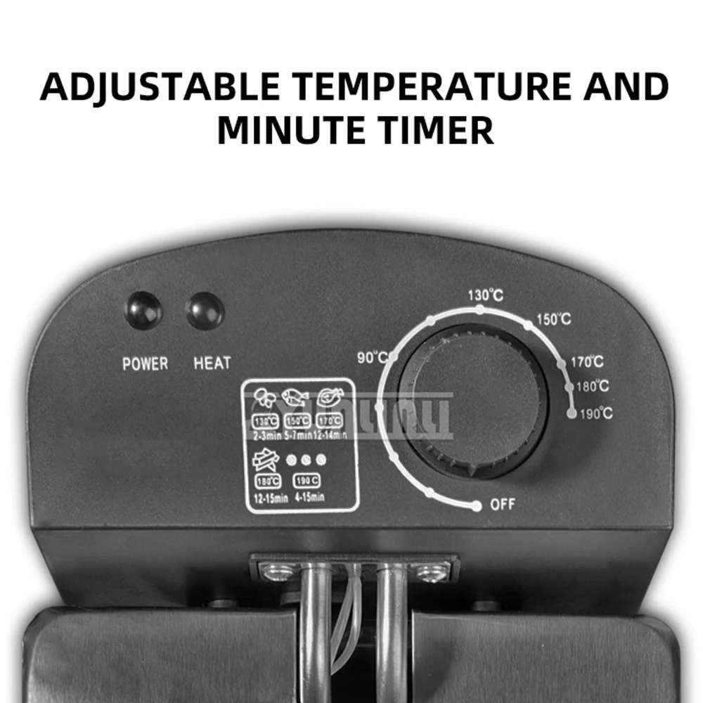 3L Automatic Electric Fryer 2000W Household Multifunctional Frying Machine Cooking Pot BBQ Tool 2