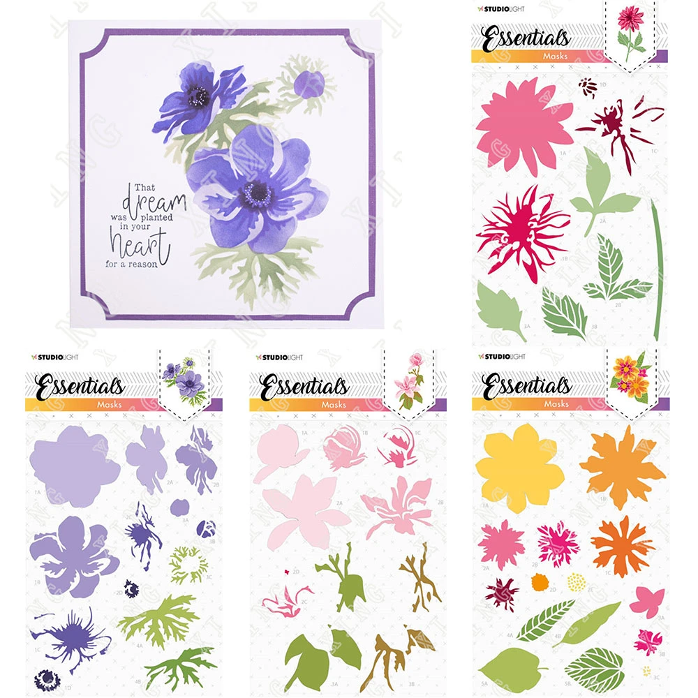2022 Floral Patterns Anemone Dahlia Magnolia Layering Stencils Diy Painting Paper Scrapbooking Coloring Kids Fun Drawing Molds