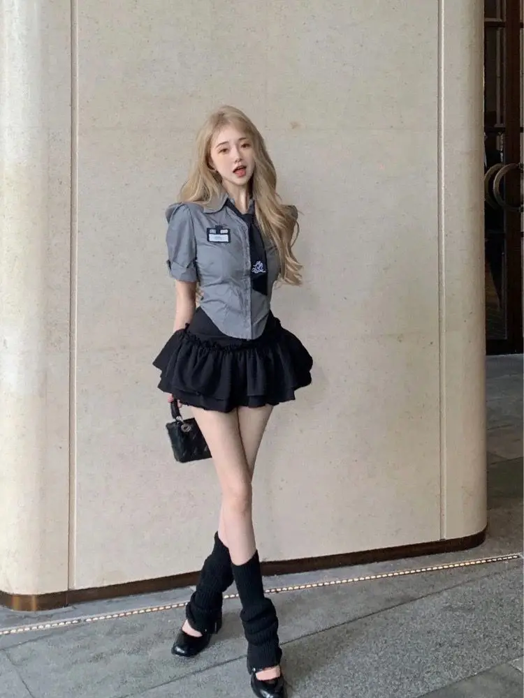 Jk Uniform Set Preppy Uniform Korea Style Elegant Vintage School Short Sleeve Sweet Sexy Jk Dress Set