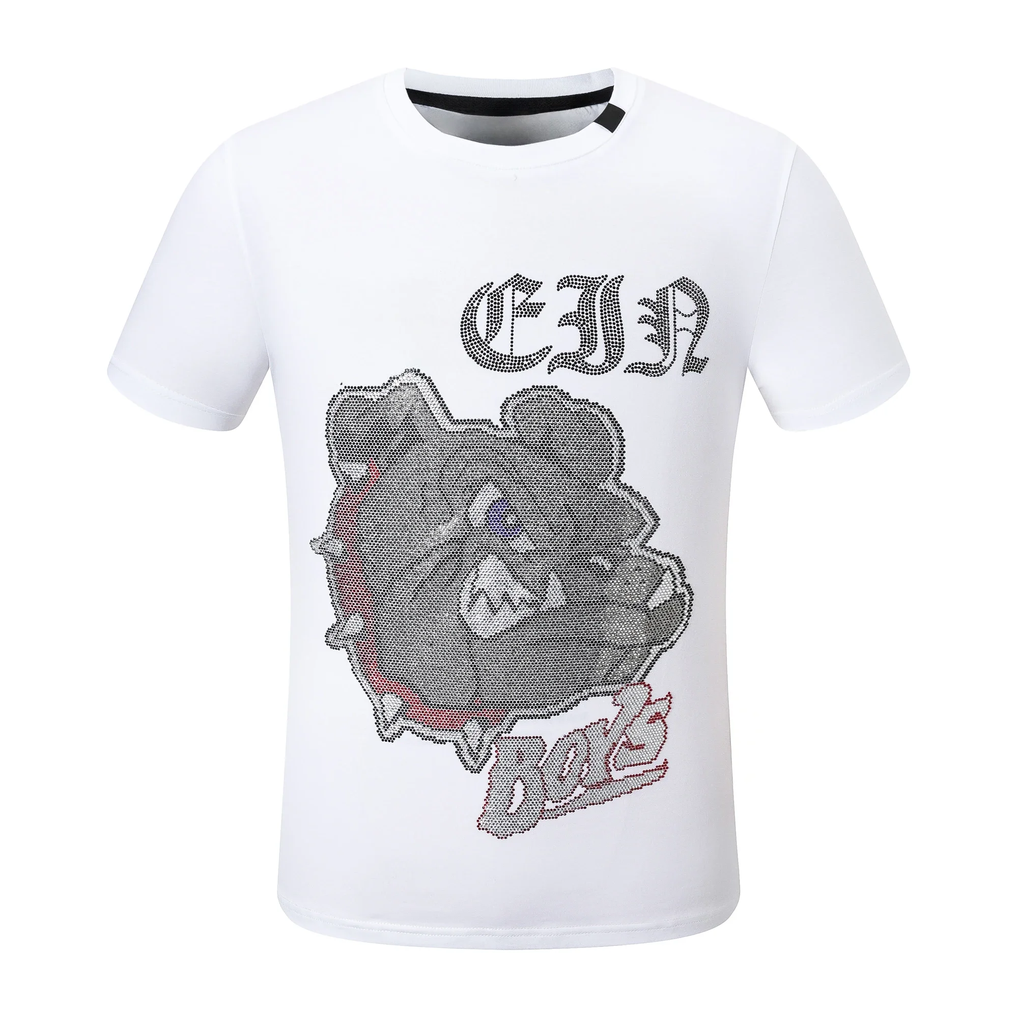 

New Spring Summer Men's T-Shirt Classical A Fierce Dog Top's Rhinestone Fashion Luxury Brand High Quality T-shirt For Men's