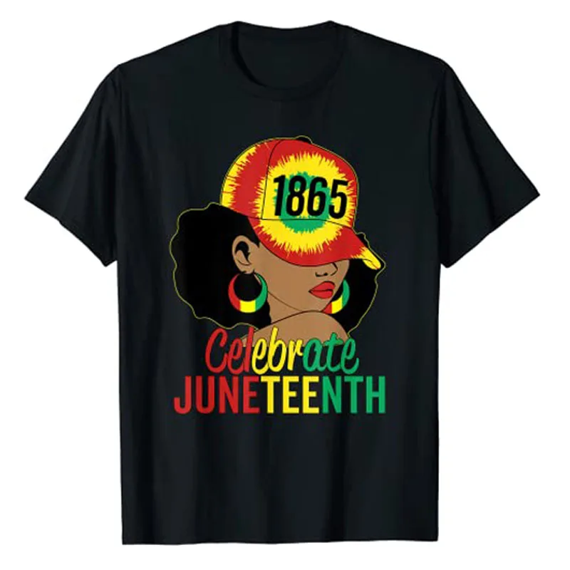 

Juneteenth 1865 Celebrate Freedom Day African American Women T-Shirt Black History Month Graphic Tee Top Afro Queen Proud Outfit