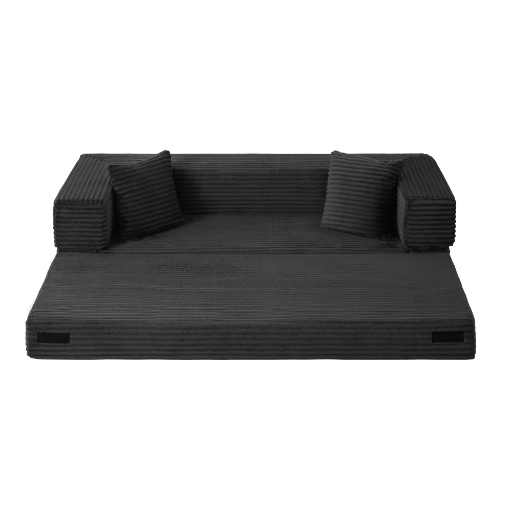Modernes Cord-Sofa im modischen Look, zweilagiges, einzigartiges Design, umwandelbar in ein Bett, ideal für Apartments und große Räume. – Detail 7