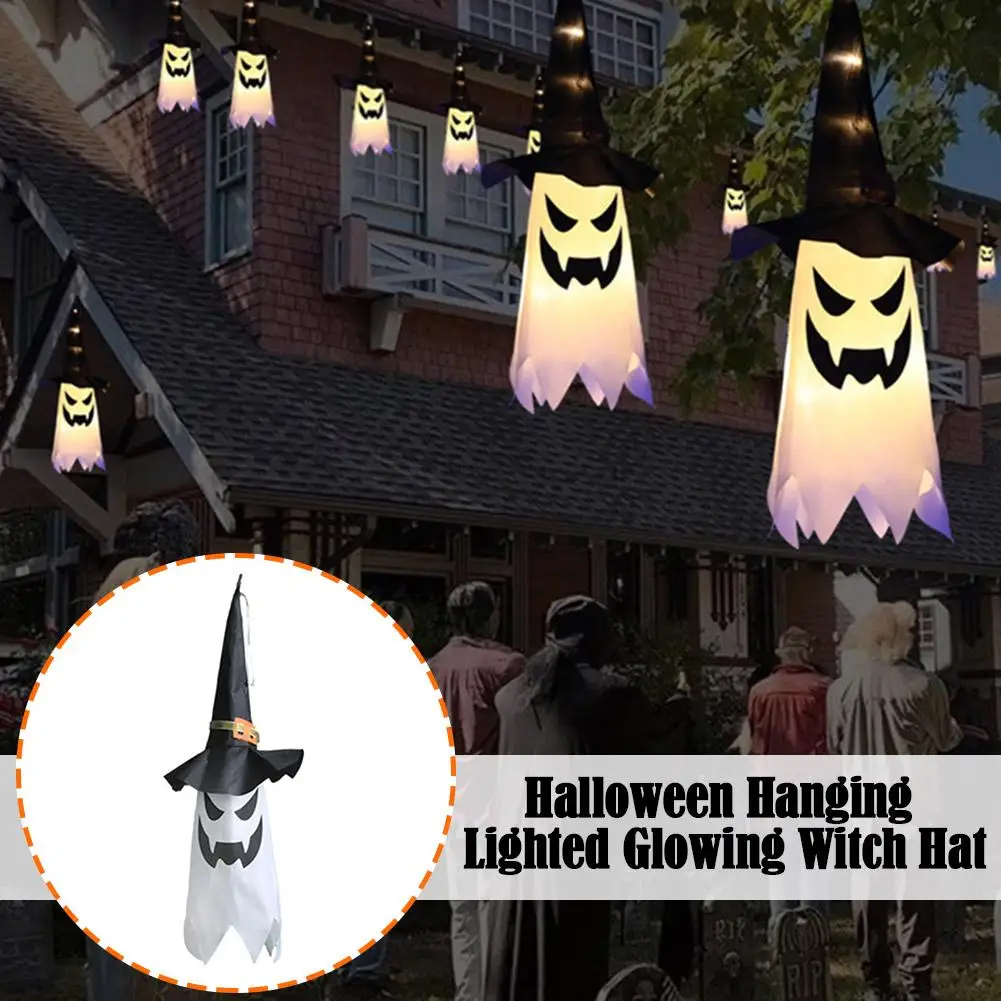 

LED Halloween Decoration Flashing Light Gypsophila Up Ghost Lamp Glowing Hat Hanging Festival Dress Ghost Decor Wizard F6Q0