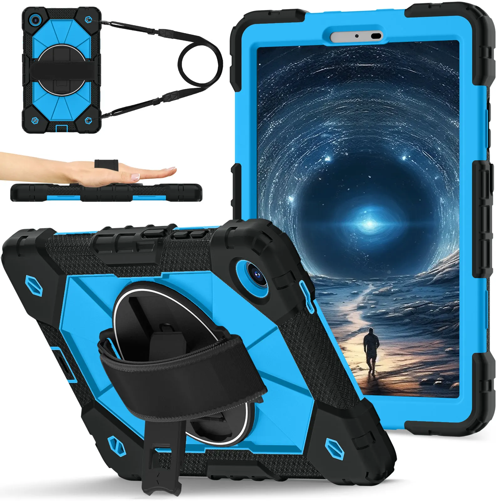Heavy Duty Rugged Protective Silicone Tablet Case with Strap