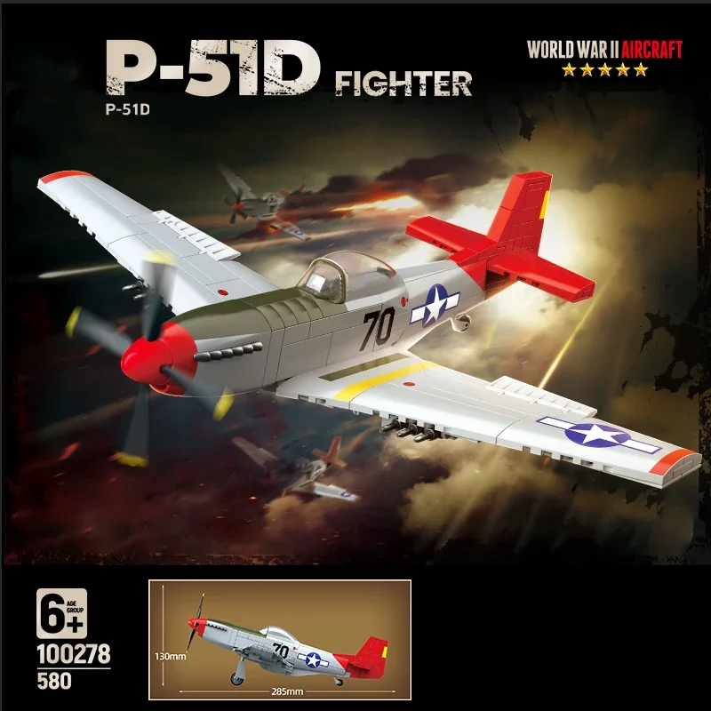 

World War II WW2 Classic Model North American P-51D Fighter Collect Ornaments Building Blocks Bricks Toys Gifts