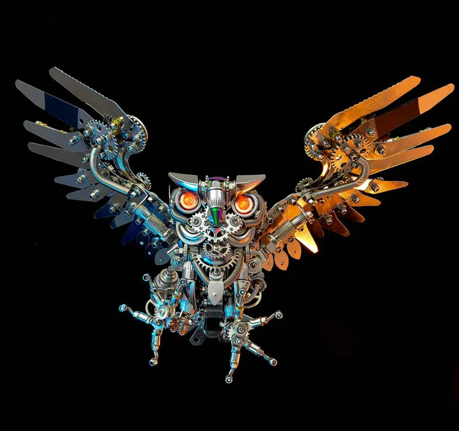 ビルディングブロック スチームパンク フクロウ 金属模型 プラモデル