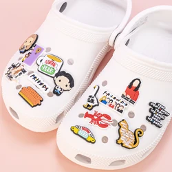 1pcs Friends Shoe Charms Clog Accessories Sneakers RACHEL Chandler Shoe Decorations Pins for Woman Men Sandal Buckles Turn Back