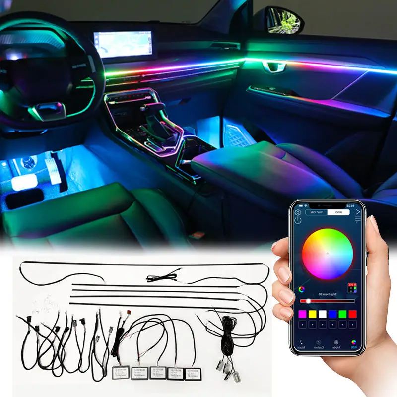 Rainbow18Lights64ColorInteriorLightsMagicCarAccessoriesHiddenLedAcrylicAtmosphere