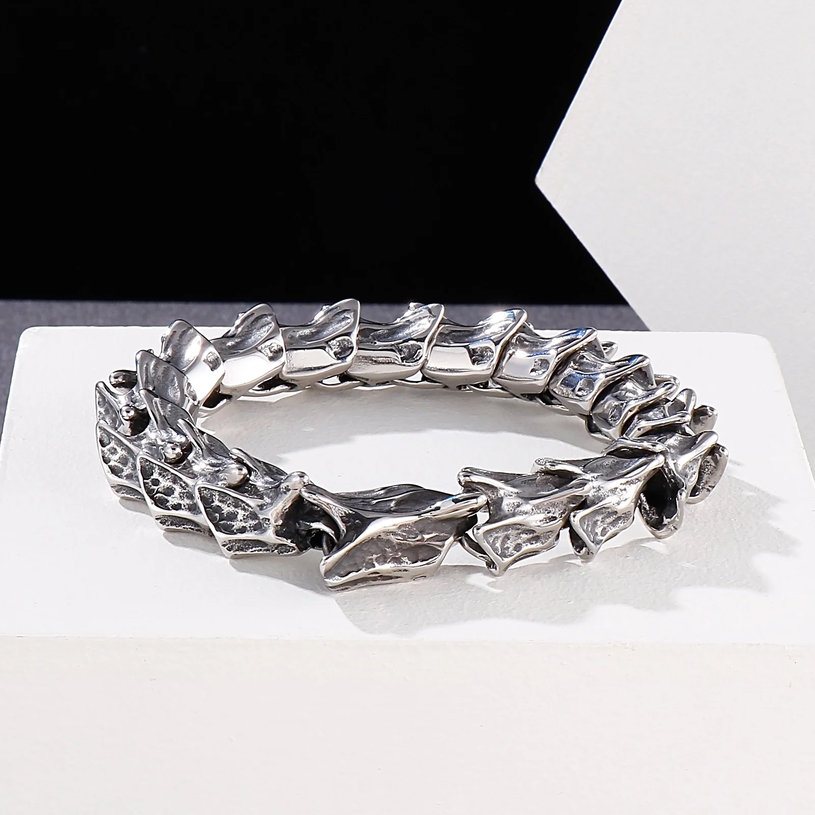 Fongten Punk männer Wirbelsäule Edelstahl Armband Kiel Mode Skeleton Kette Hip Hop Neue Männliche Schmuck Handbands Mode Geschenke