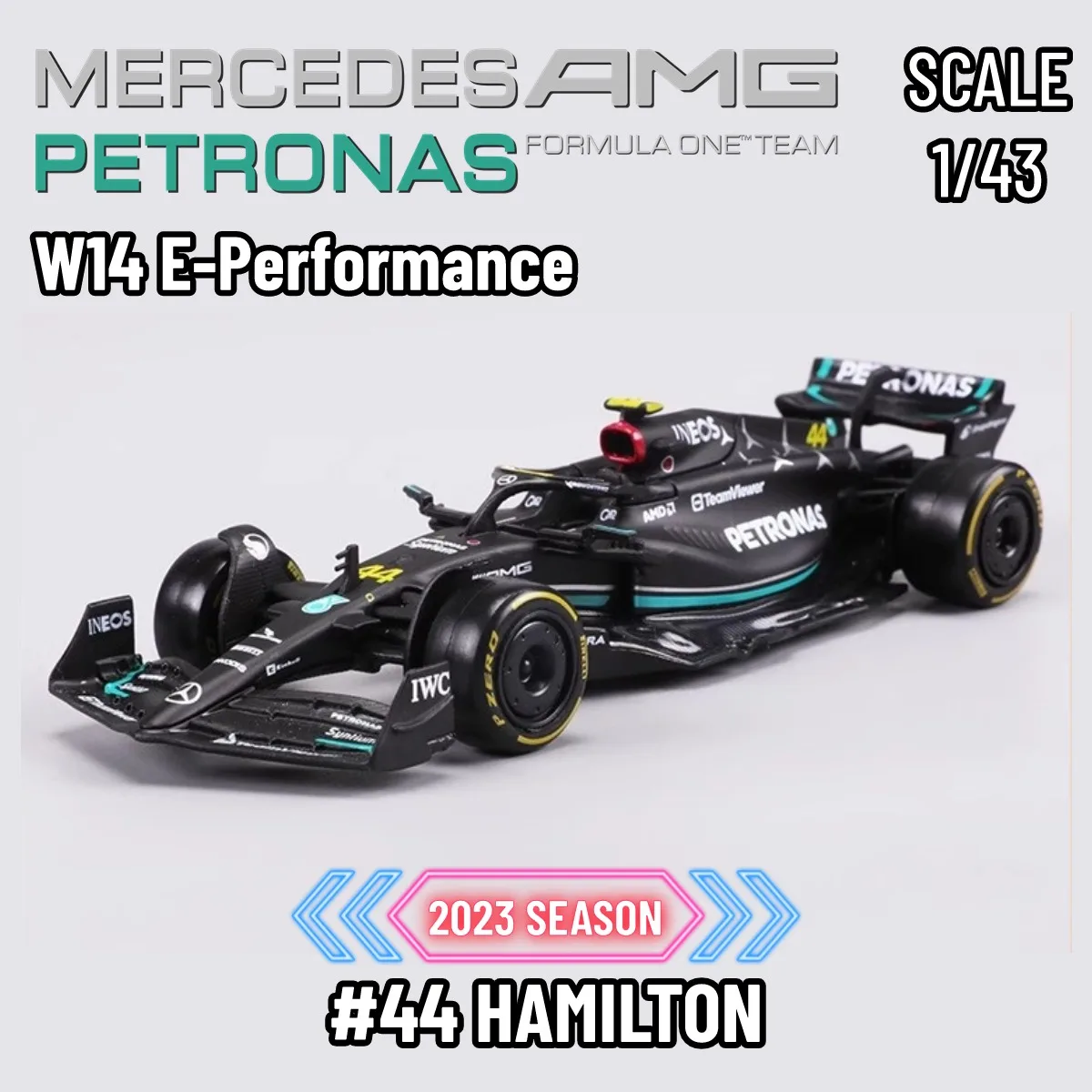 

Bburago 1:43 F1 2023 W14 Mercedes Racing Car Model Replica #44 Hamilton Formula 1 Miniature Collection Gift Boy Toy