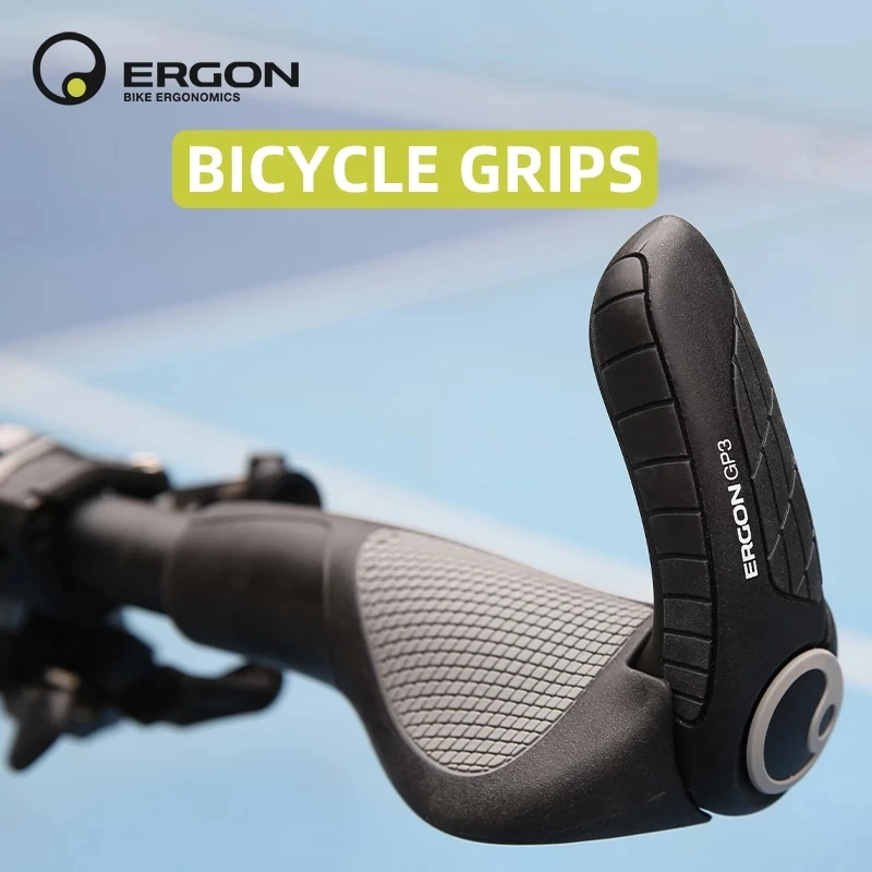 ERGON Bicycle Grips Rubber Mtb Cuffs Mount Clamp Ergonomics Non-Slip Shock Absorption Cycling Lock-On Ends Mountain Bike Grips